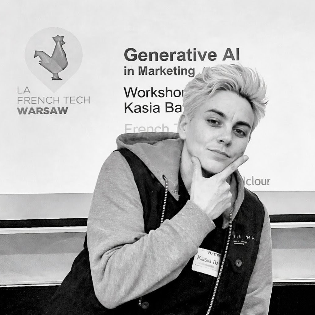 Kasia Bauer presenting a Generative AI in Marketing workshop at La French Tech Warsaw